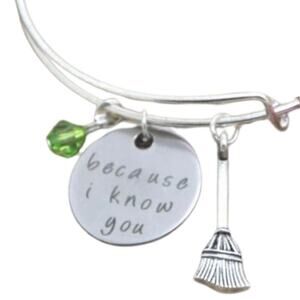 Wicked Musical Elphaba Bangle Charm Bracelet Silver Tone